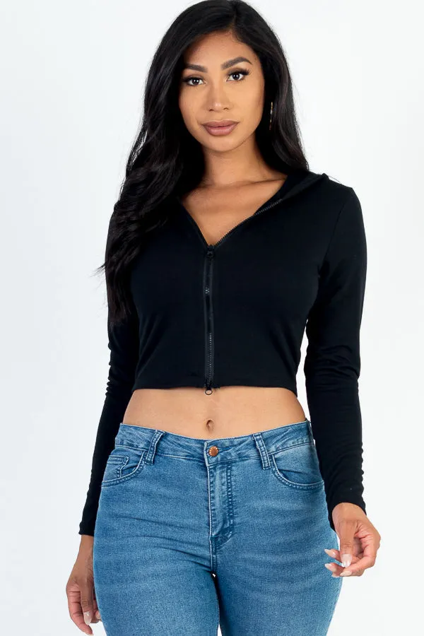 French Terry Crop Zip Up Hoodie (CAPELLA)