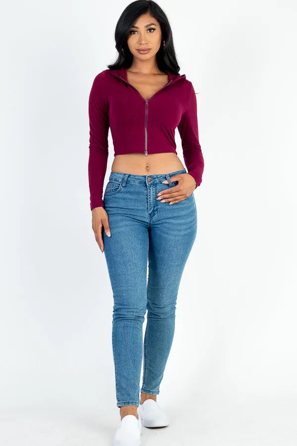 French Terry Crop Zip Up Hoodie (CAPELLA)