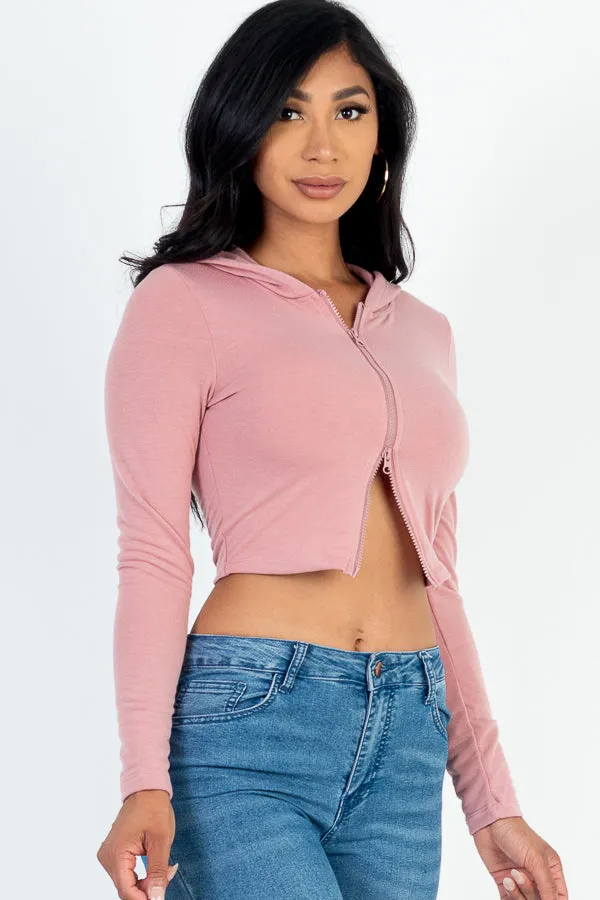 French Terry Crop Zip Up Hoodie (CAPELLA)