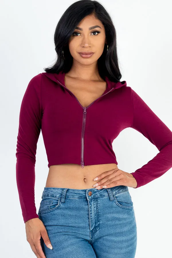 French Terry Crop Zip Up Hoodie (CAPELLA)