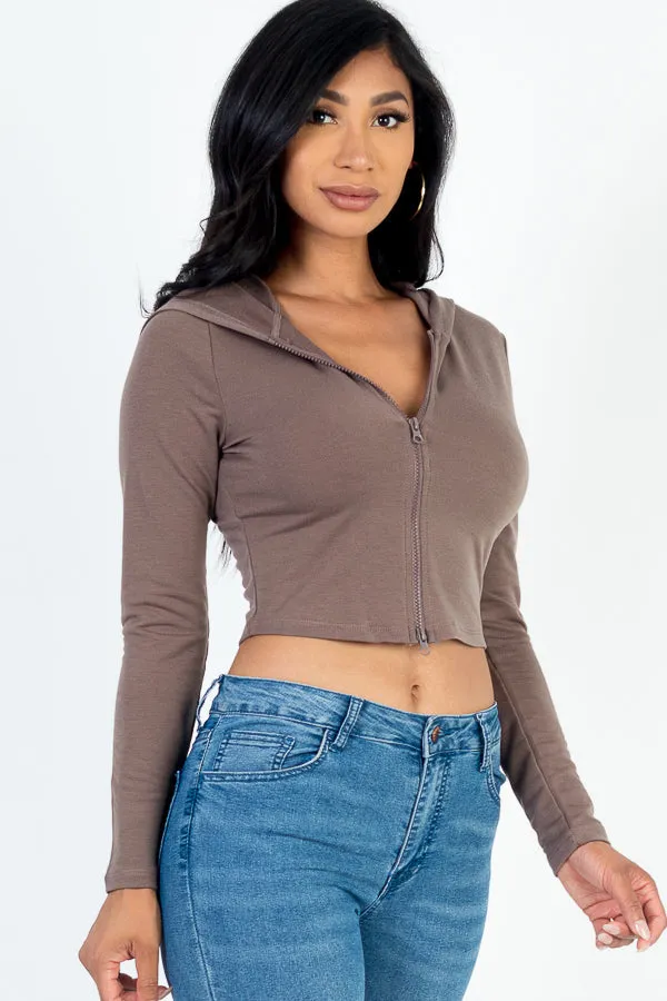 French Terry Crop Zip Up Hoodie (CAPELLA)