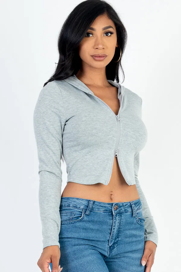 French Terry Crop Zip Up Hoodie (CAPELLA)