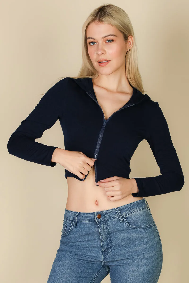 French Terry Crop Zip Up Hoodie (CAPELLA)