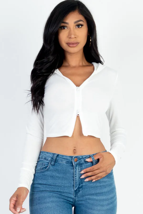 French Terry Crop Zip Up Hoodie (CAPELLA)