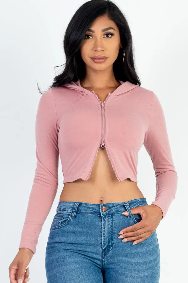 French Terry Crop Zip Up Hoodie (CAPELLA)