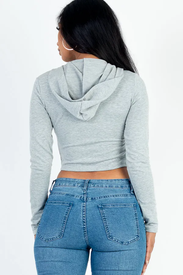 French Terry Crop Zip Up Hoodie (CAPELLA)