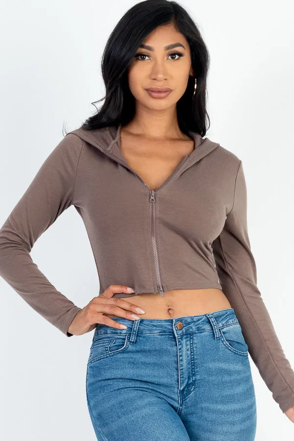 French Terry Crop Zip Up Hoodie (CAPELLA)