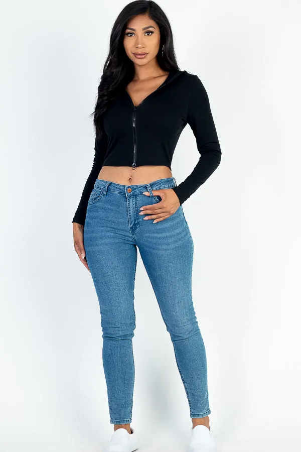 French Terry Crop Zip Up Hoodie (CAPELLA)