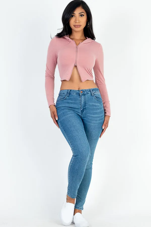 French Terry Crop Zip Up Hoodie (CAPELLA)