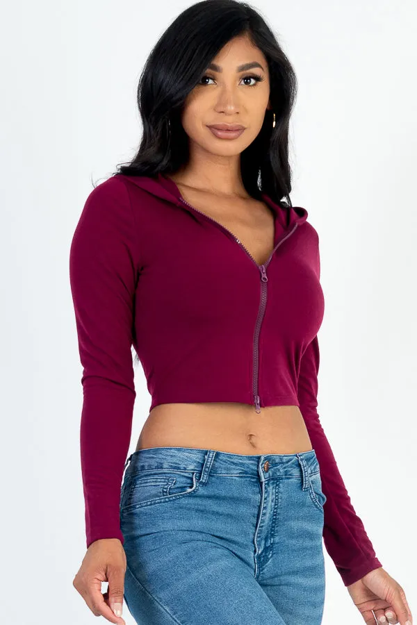 French Terry Crop Zip Up Hoodie (CAPELLA)