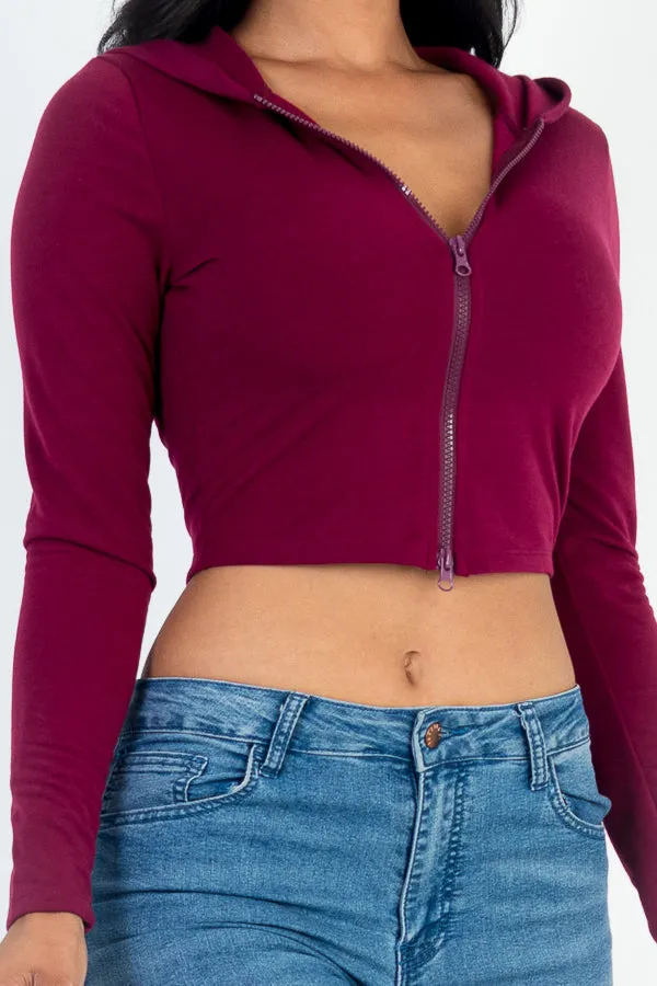 French Terry Crop Zip Up Hoodie (CAPELLA)