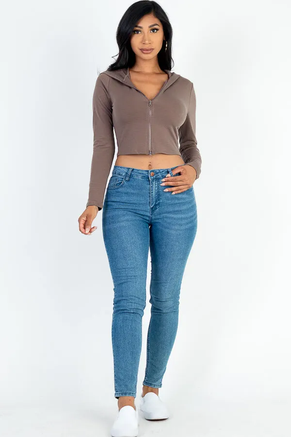 French Terry Crop Zip Up Hoodie (CAPELLA)