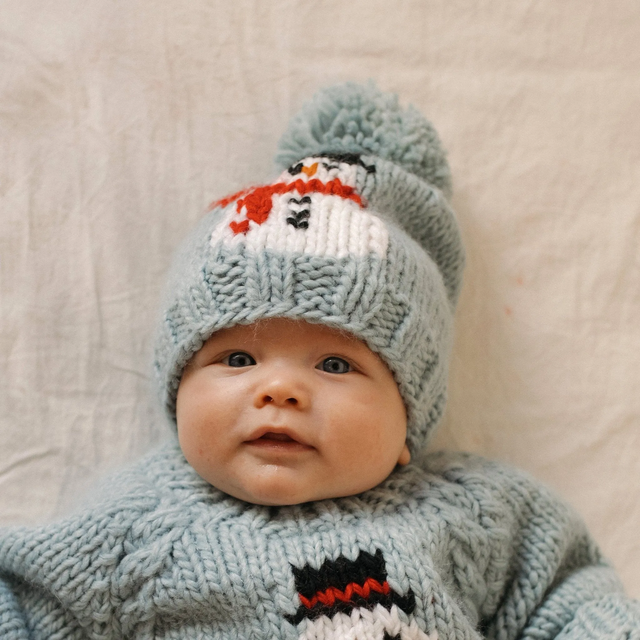 Frosty Snowman Surf Blue Beanie Hat for Baby & Kids