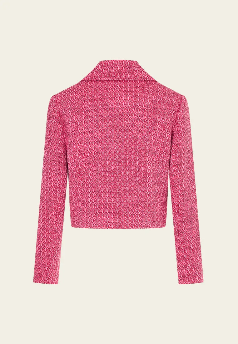 Fuchsia Pink Patch-Pocket Cropped Jacket