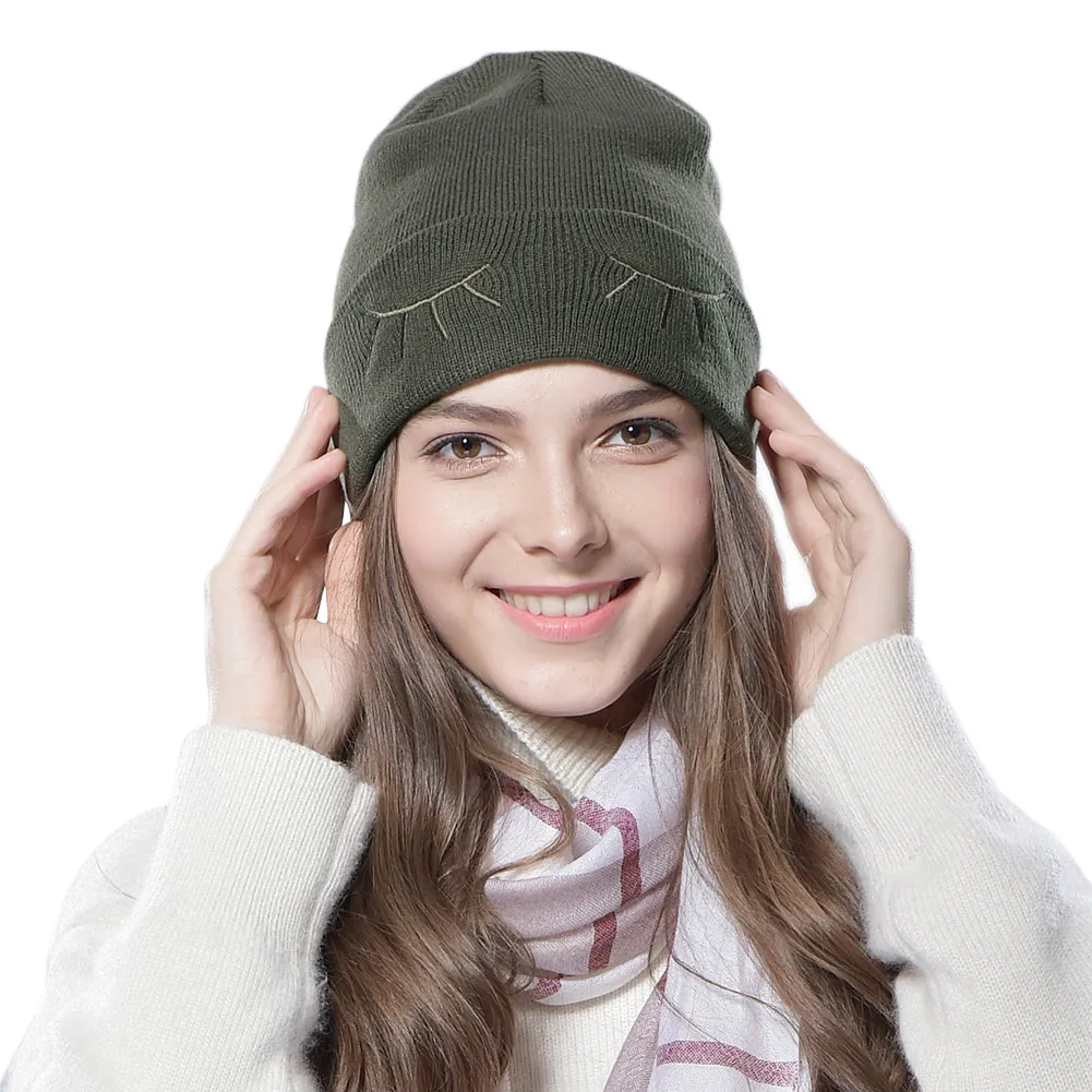 FURTALK Women Winter Beanies Hat Eyes Pattern  Drop Shipping HTWL036