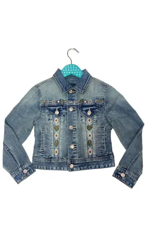 Girl's Grace In LA Cactus Embroidered Denim Jacket