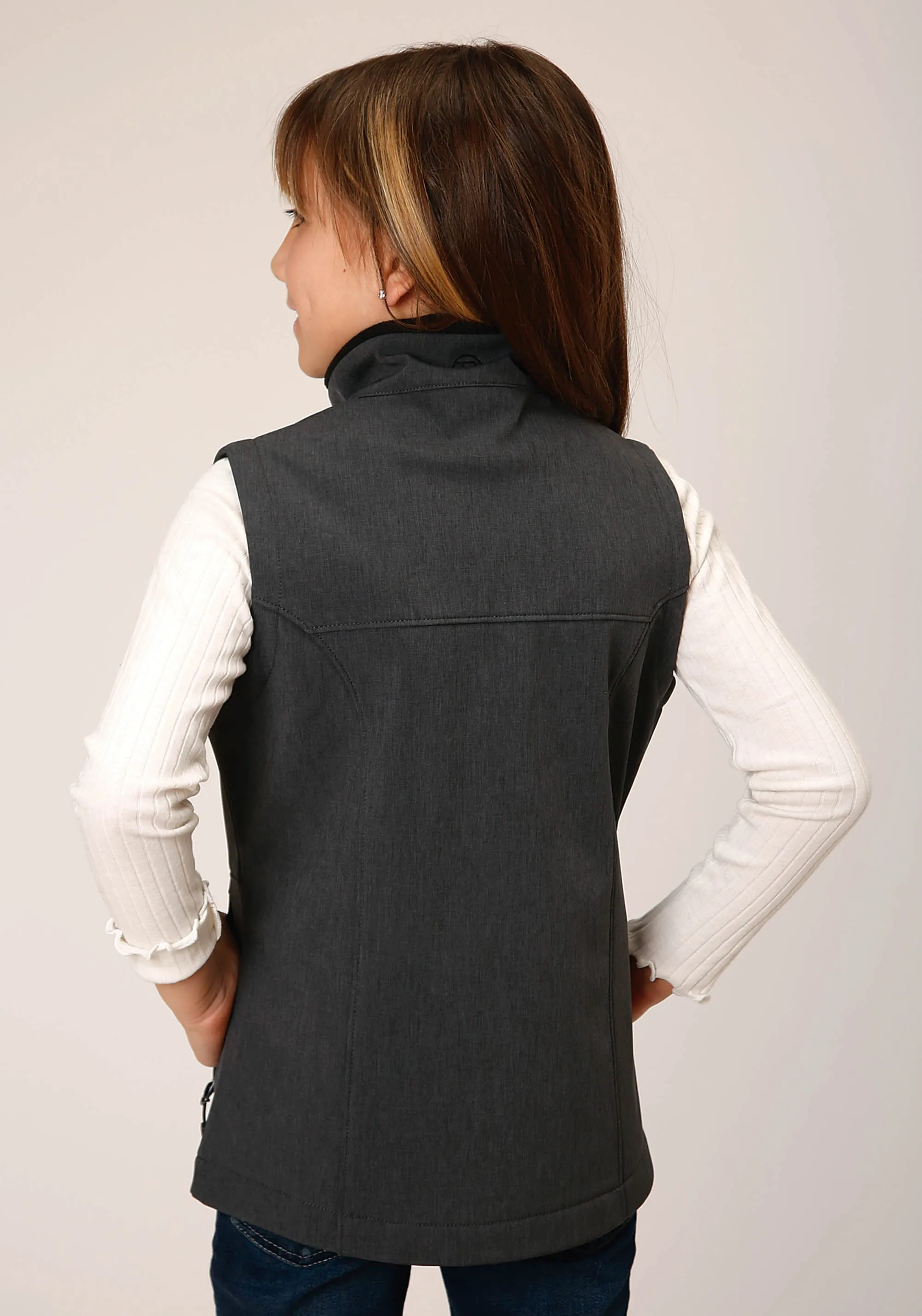 GIRLS  HEATHER GREY SOFT SHELL TECH VEST