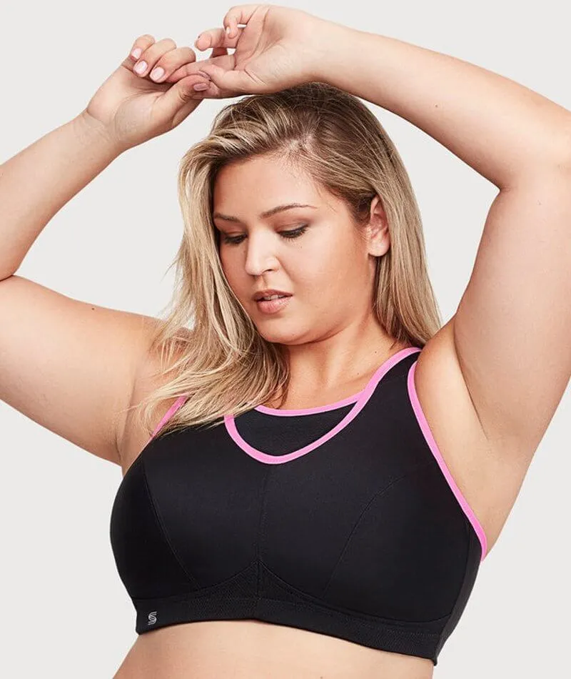 Glamorise No-Bounce Camisole Wire-Free Sports Bra - Black/Pink