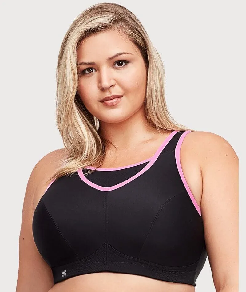 Glamorise No-Bounce Camisole Wire-Free Sports Bra - Black/Pink