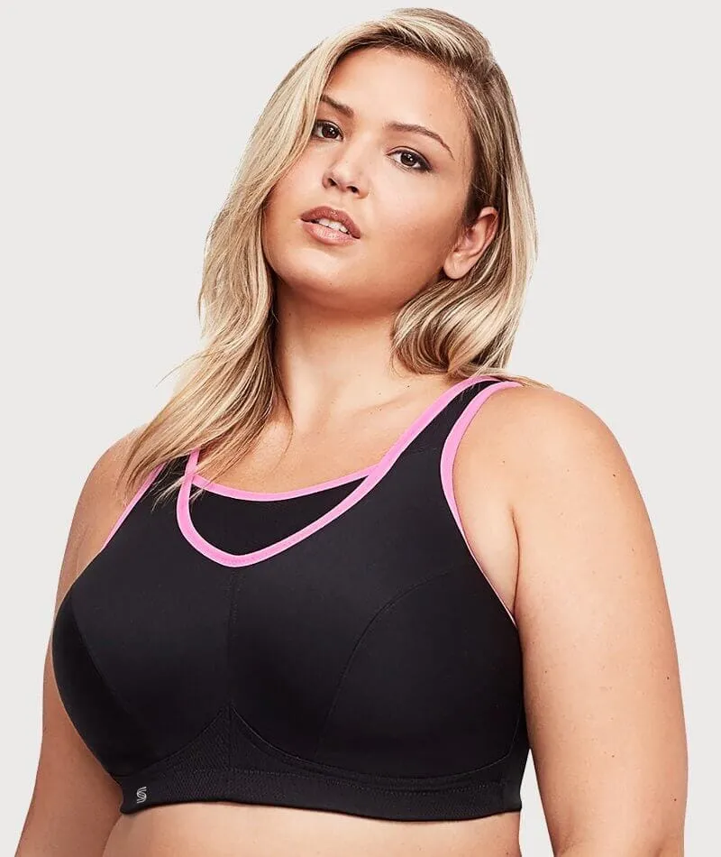 Glamorise No-Bounce Camisole Wire-Free Sports Bra - Black/Pink