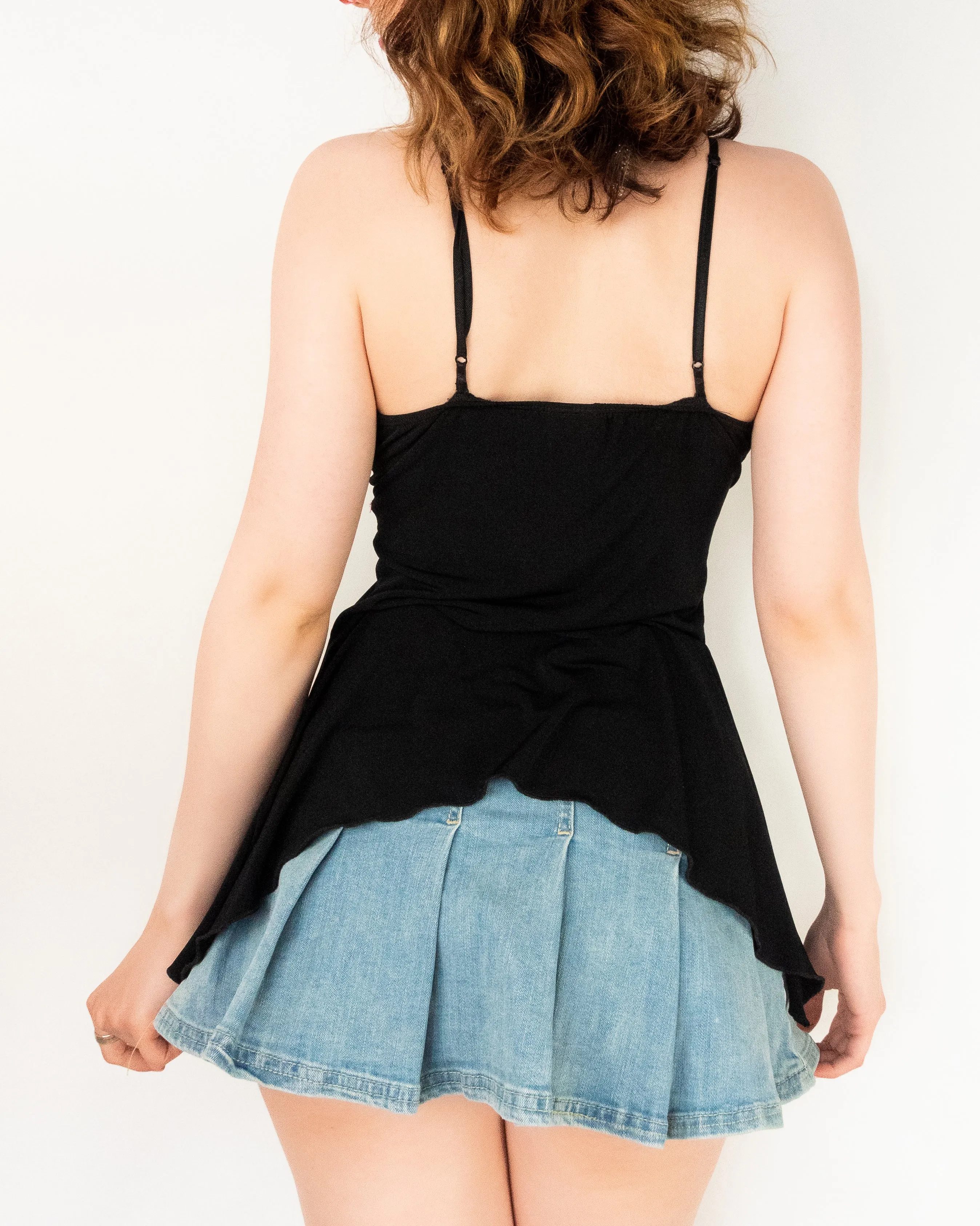 Glitter Camisole with Pink Bow Black