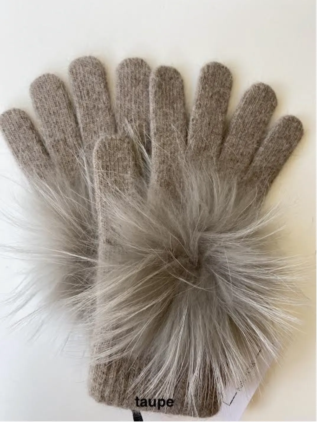 Gloves, Angora Wool with Genuine Fur Pom, Multiple Colors - Linda Richards - Style GL04