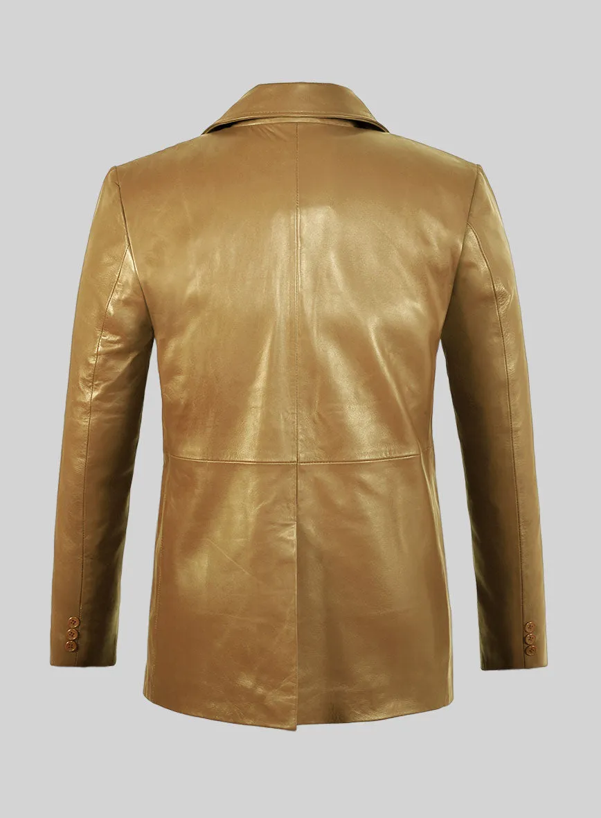 Gold Leather Pea Coat