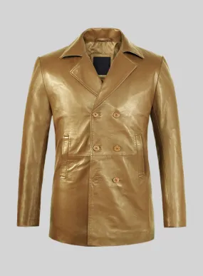 Gold Leather Pea Coat