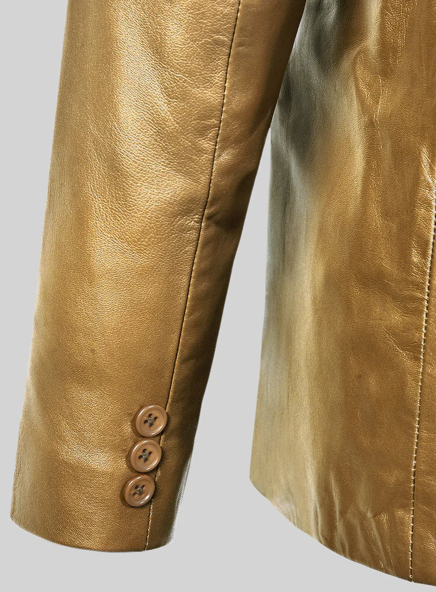 Gold Leather Pea Coat