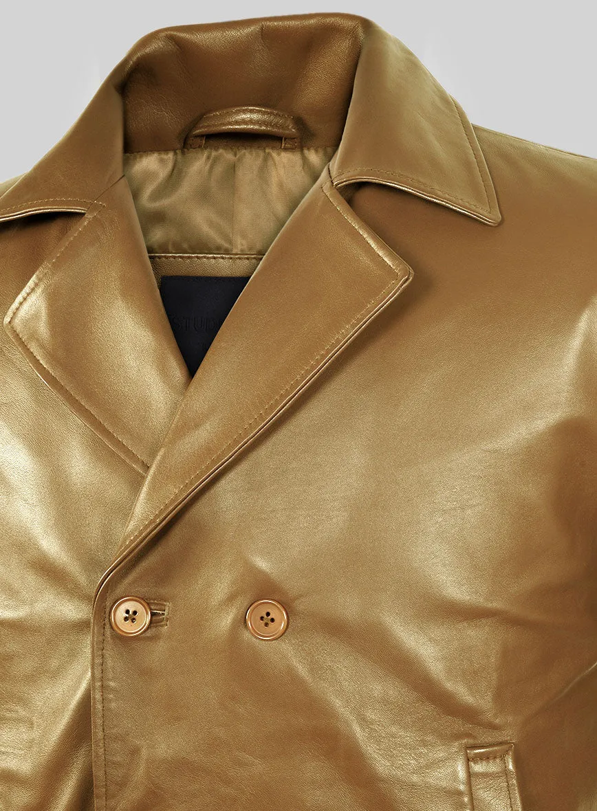 Gold Leather Pea Coat