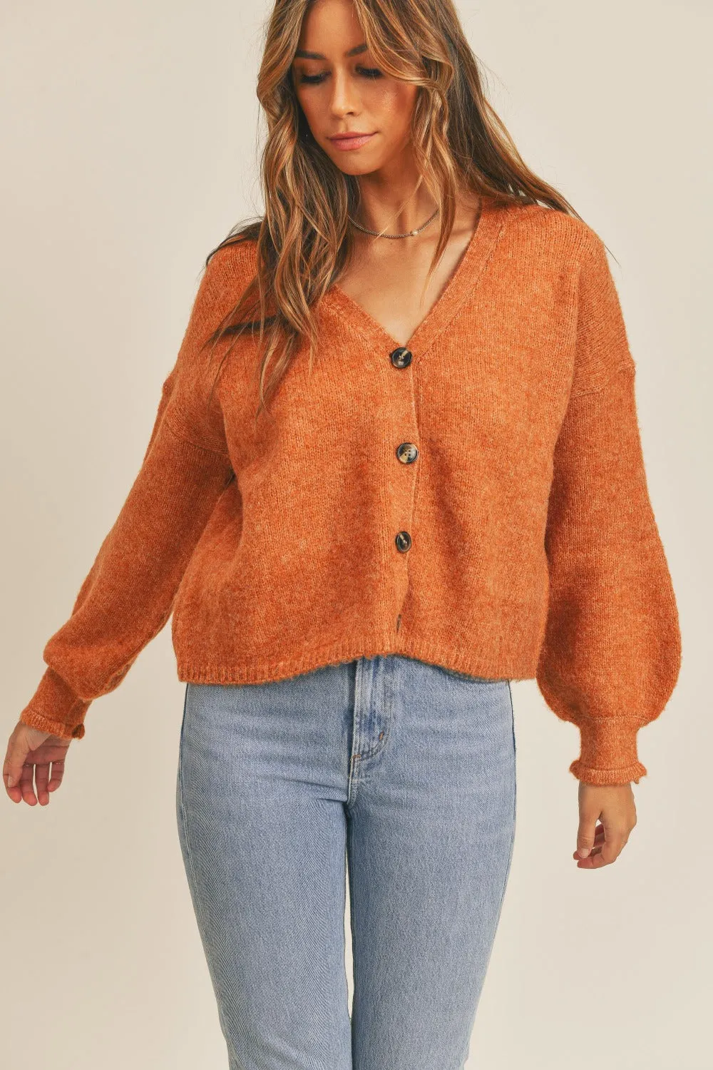 Golden Hour Sweater Cardigan in Rust