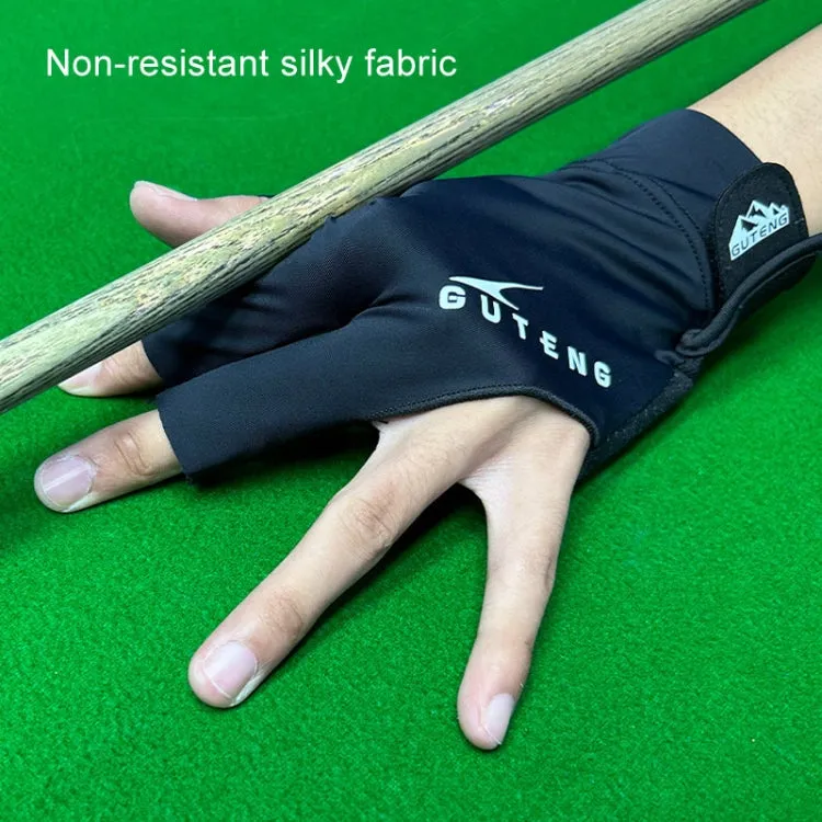 GUTENG Three Finger Thin Breathable Wear-Resistant Non-Slip Snooker Billiard Gloves, Style: Left Hand Full Finger (Printed Black)