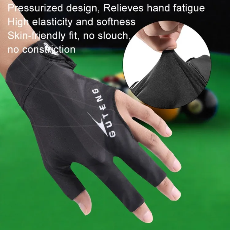 GUTENG Three Finger Thin Breathable Wear-Resistant Non-Slip Snooker Billiard Gloves, Style: Left Hand Full Finger (Printed Black)