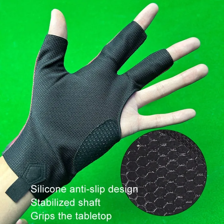 GUTENG Three Finger Thin Breathable Wear-Resistant Non-Slip Snooker Billiard Gloves, Style: Left Hand Full Finger (Printed Black)