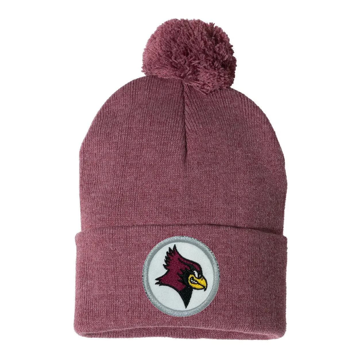 Heather Cardinal De Pere Redbird Beanie Winter Pom Hat