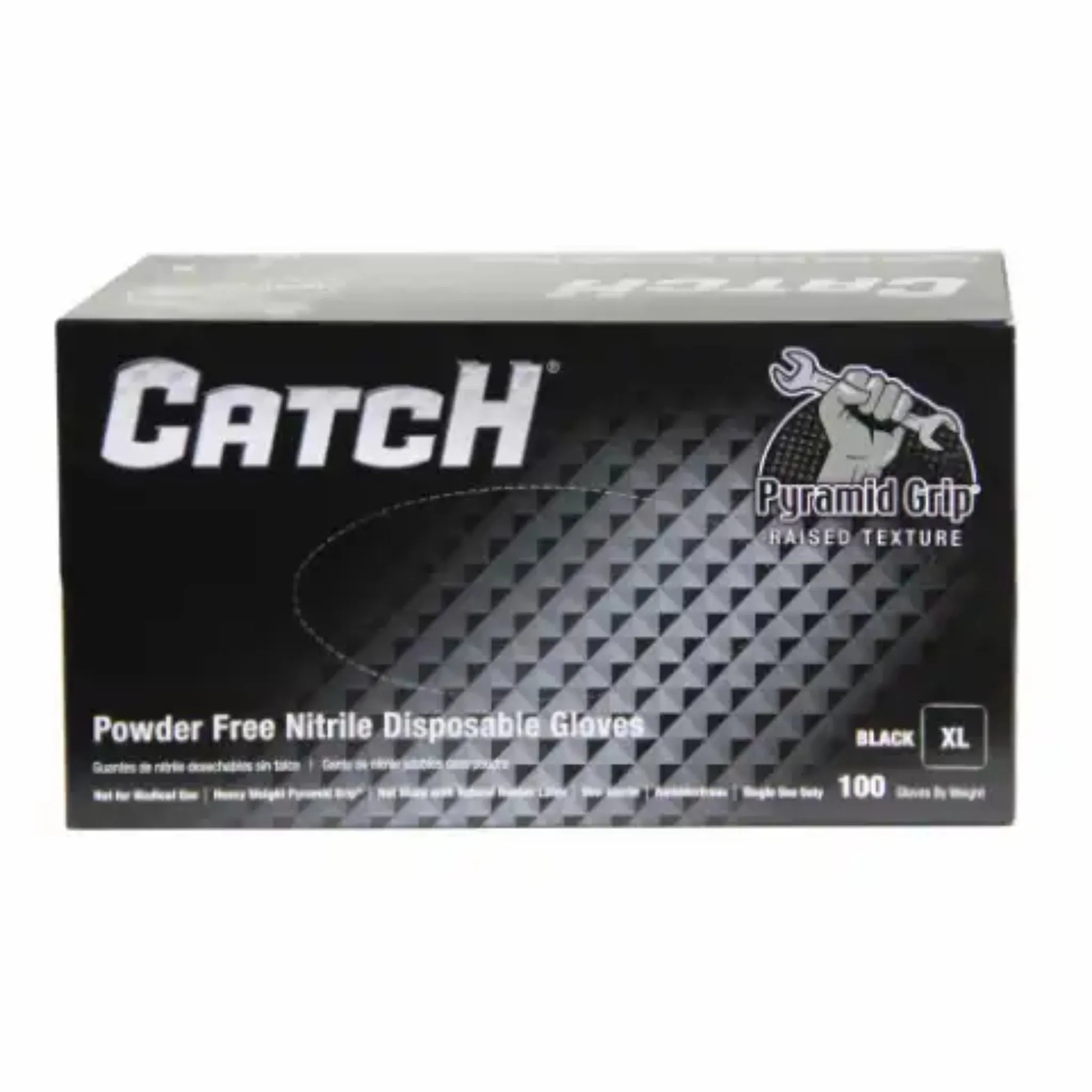 Hospeco ProWorks Catch GL-NT107BKF Nitrile Powder Free Textured Gloves, Black, Box of 100, Case of 10 Boxes