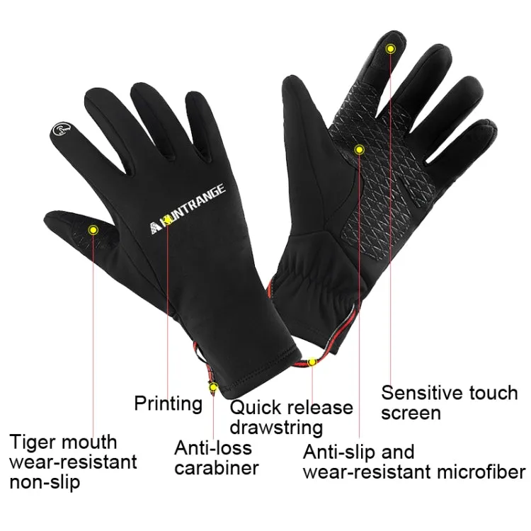 HUNTRANGE A037 Plus Velvet Sports Windproof Waterproof Touch Screen Riding Gloves, Size: L(Navy)