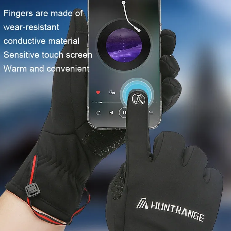 HUNTRANGE A037 Plus Velvet Sports Windproof Waterproof Touch Screen Riding Gloves, Size: L(Navy)