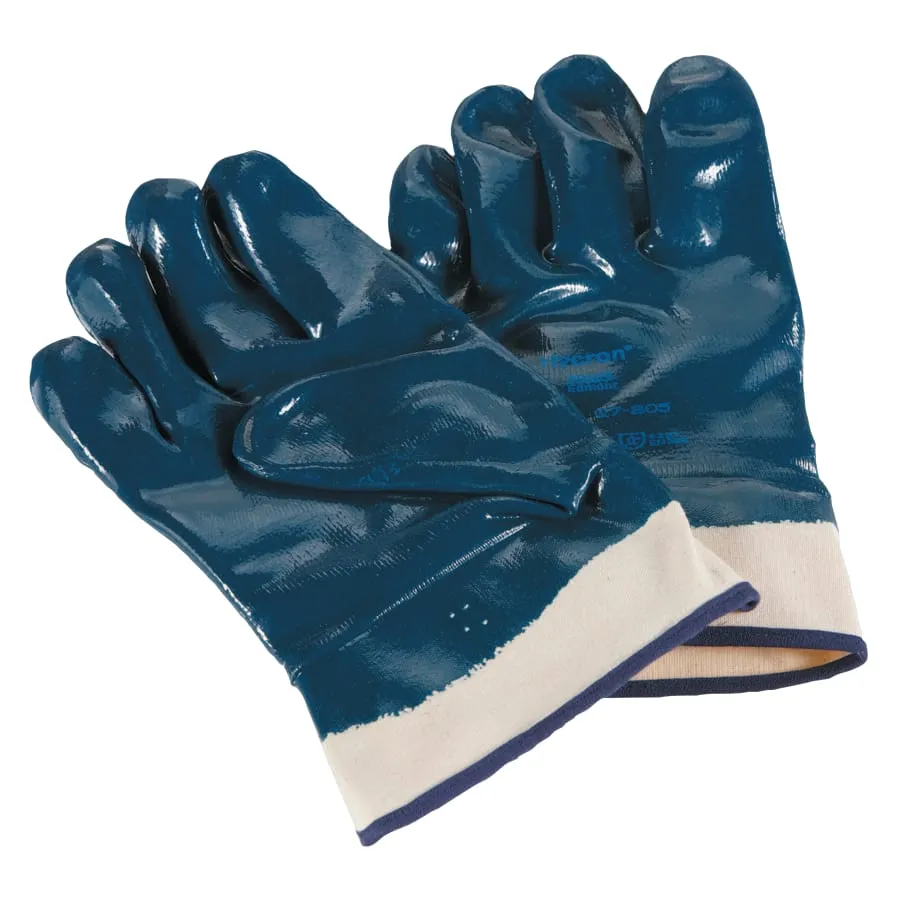 HYCRON 27-805 HEAVY DUTY NITRILE COATED - Nitrile-Coated Gloves, Extra Rough Finish, Size 10, Blue, 1 Dozen