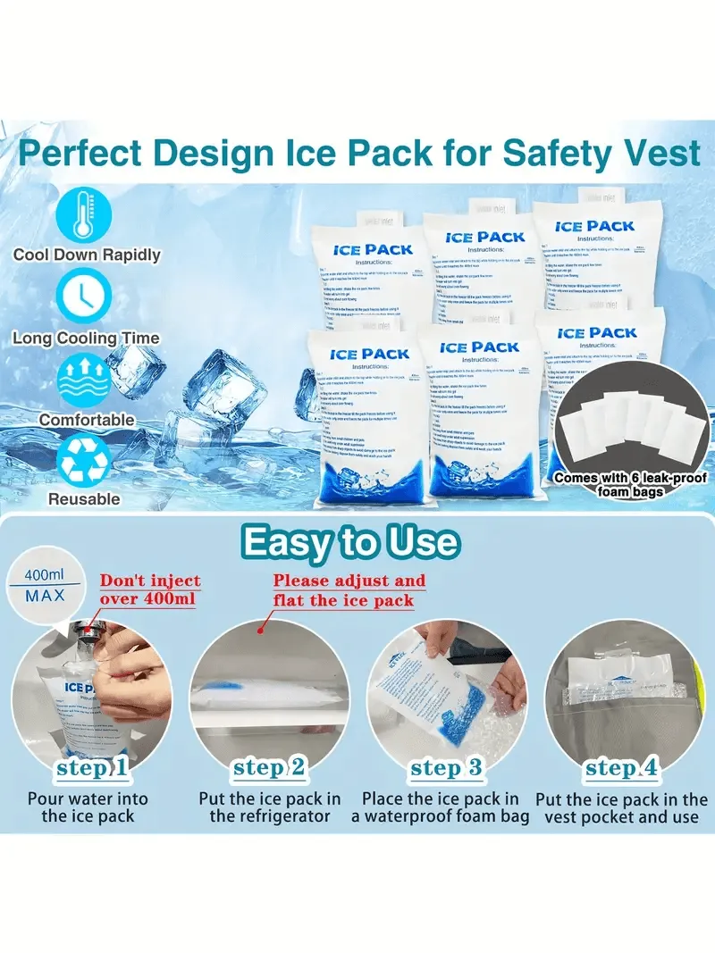 Ice Cooling Safety Vest with 20Pcs Ice Packs