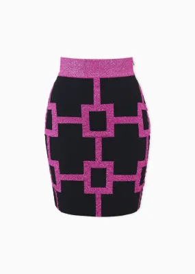 Ivana - Metallic Square Pattern Mini Skirt