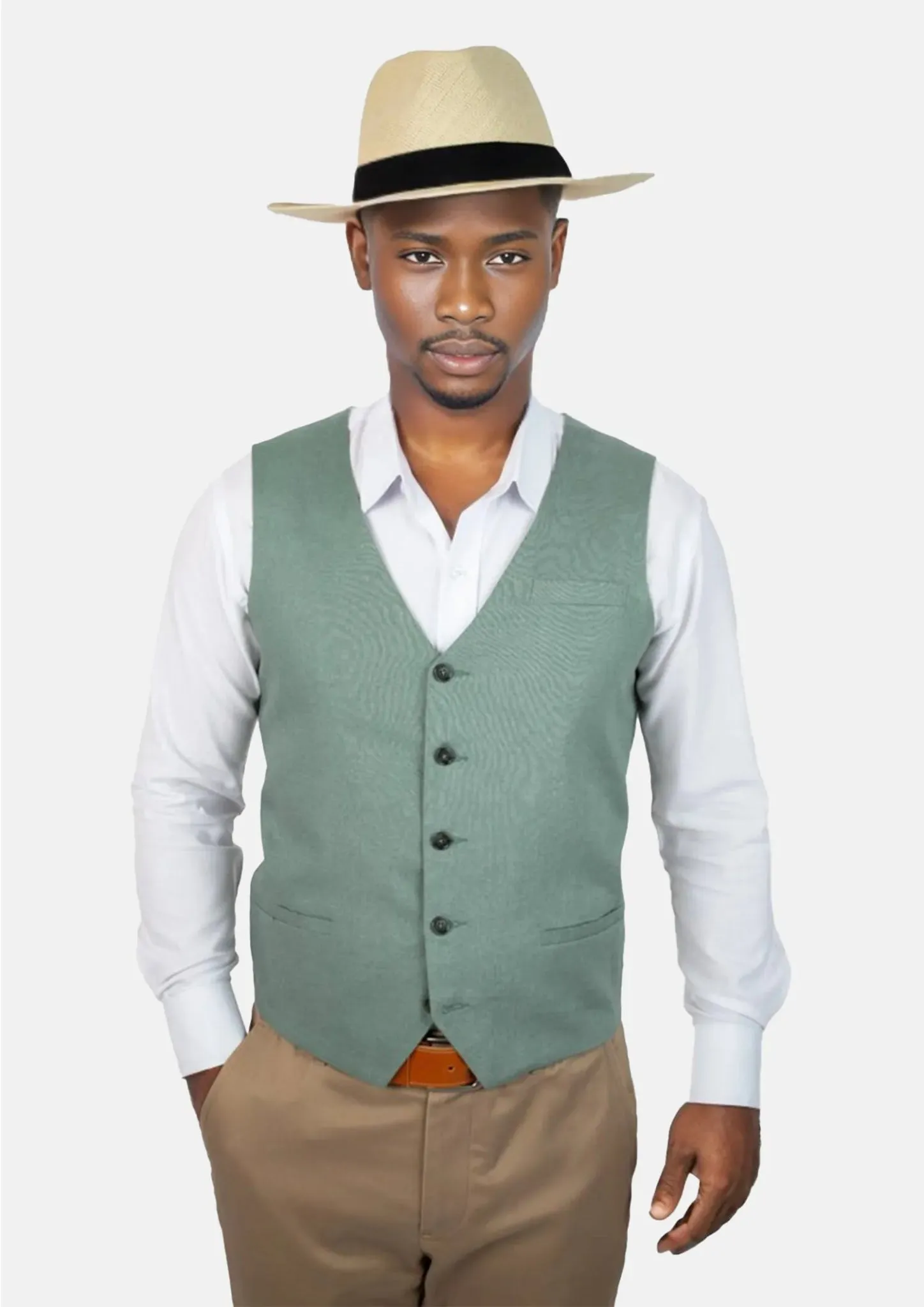 Jade Green Linen Vest