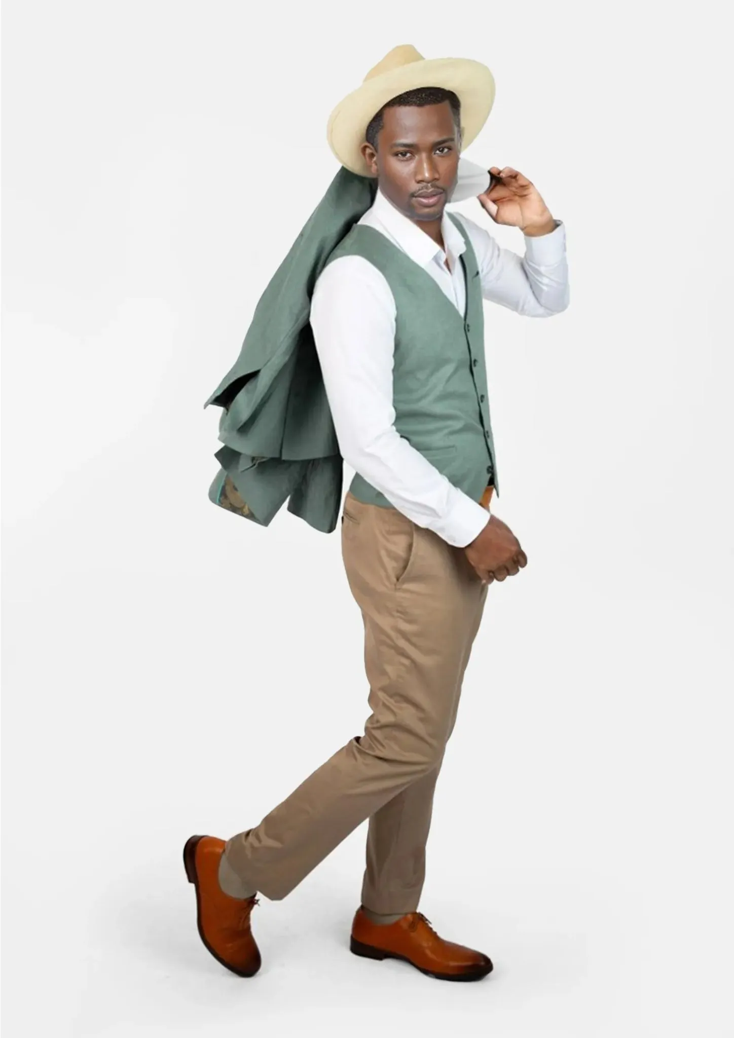 Jade Green Linen Vest