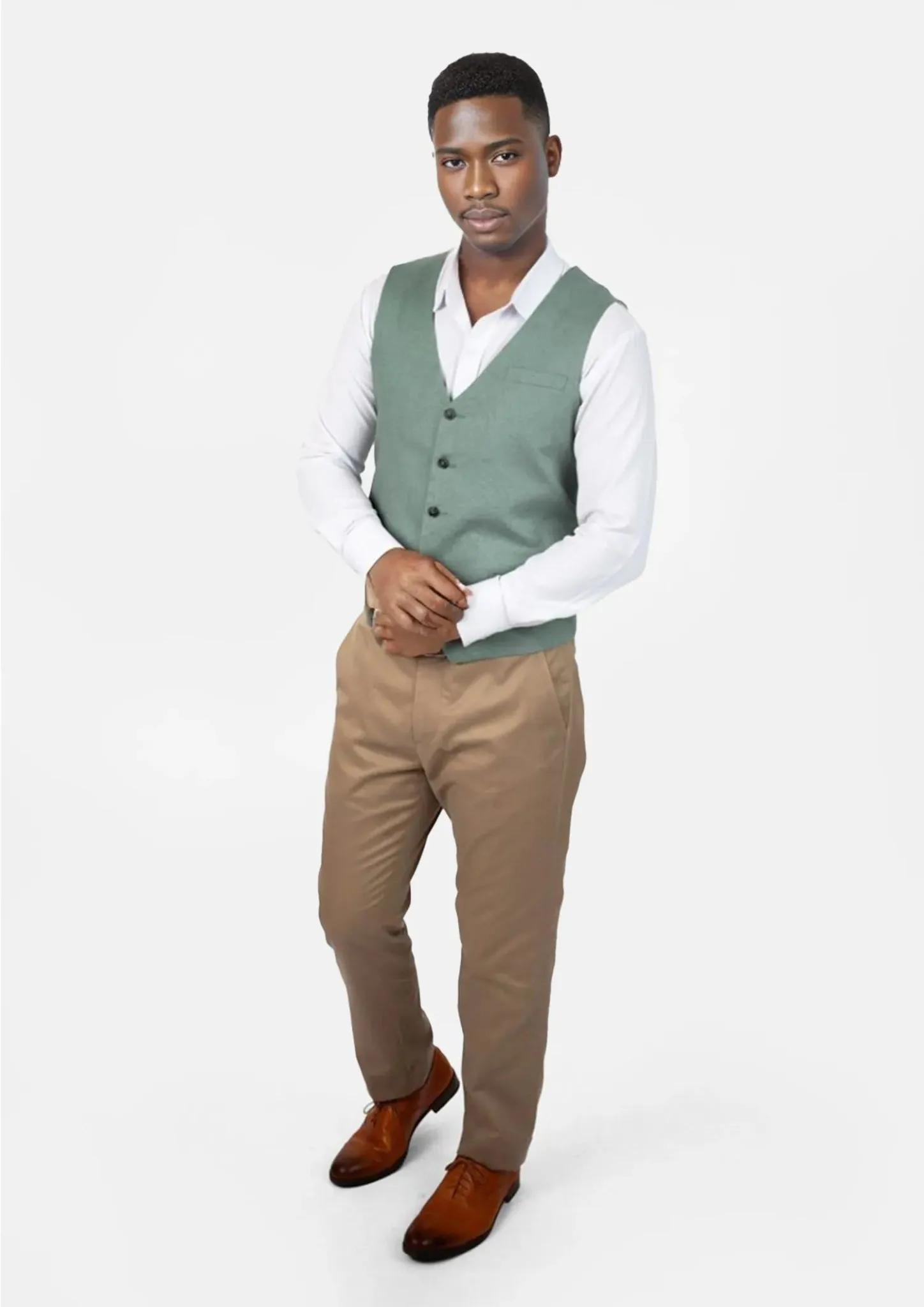 Jade Green Linen Vest