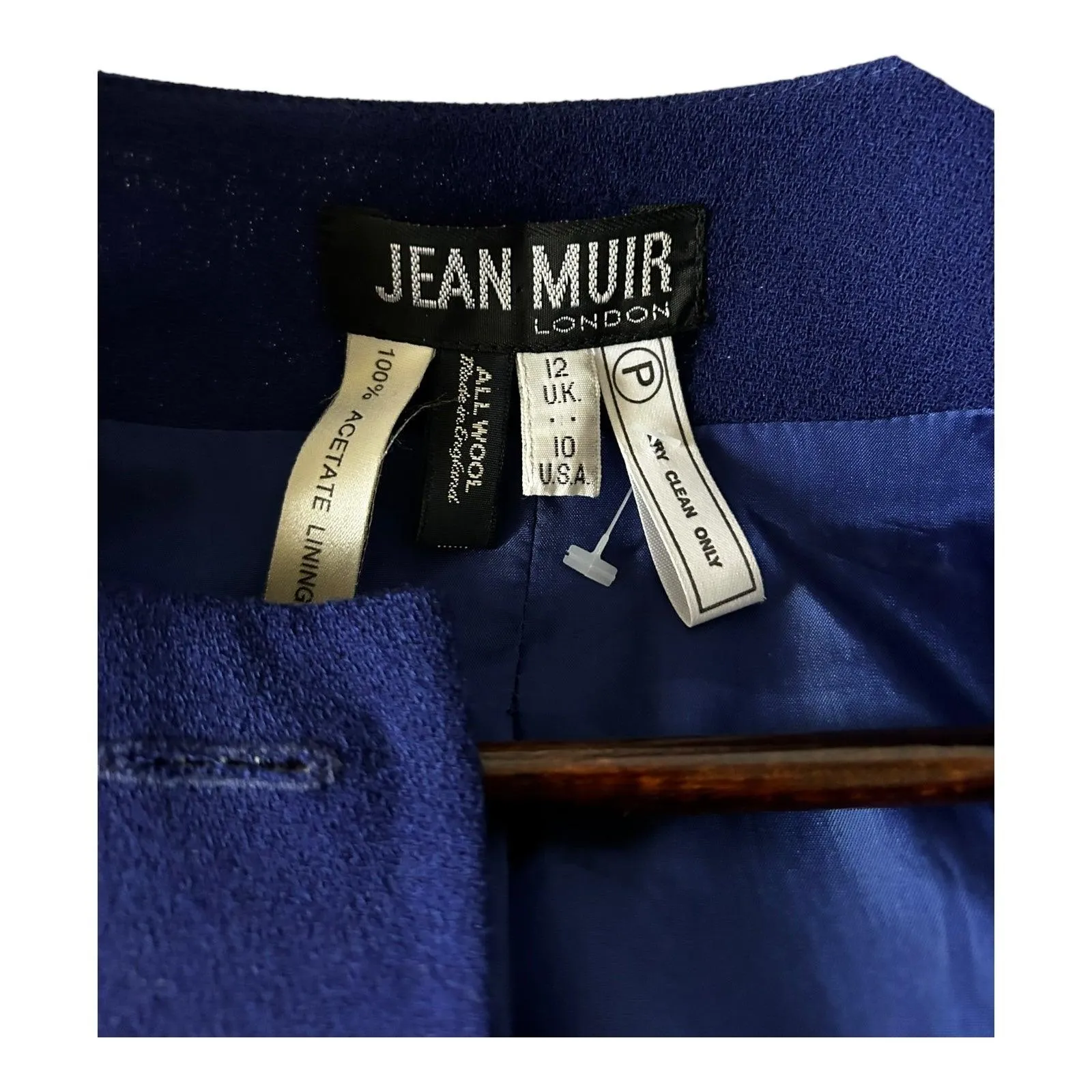 Jean Muir Wool Royal Blue Jacket UK Size 12.