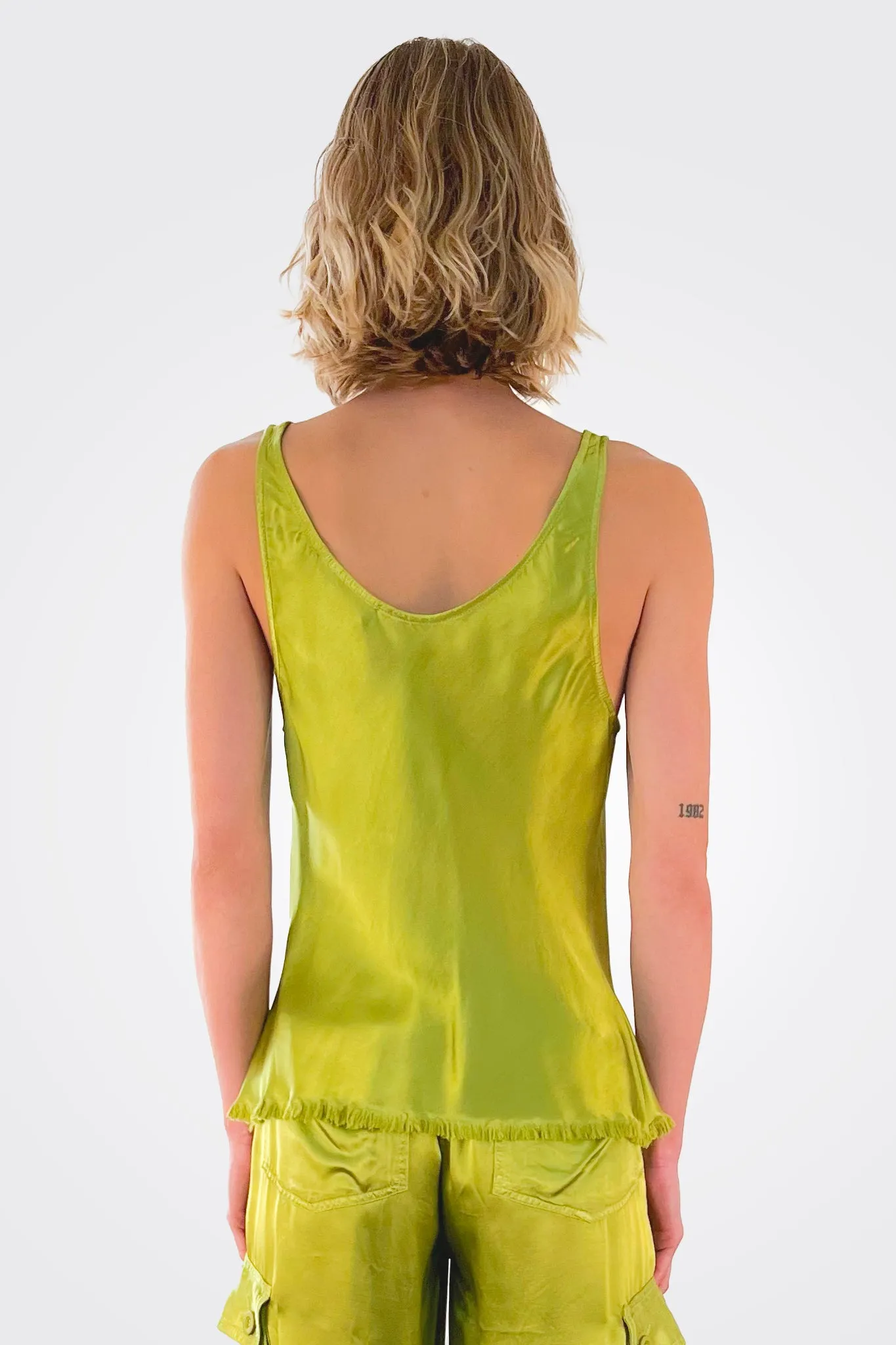 Jennie Vintage Satin Tank - Lime