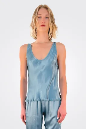 Jennie Vintage Satin Tank - Sea