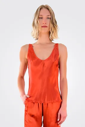 Jennie Vintage Satin Tank - Tomato