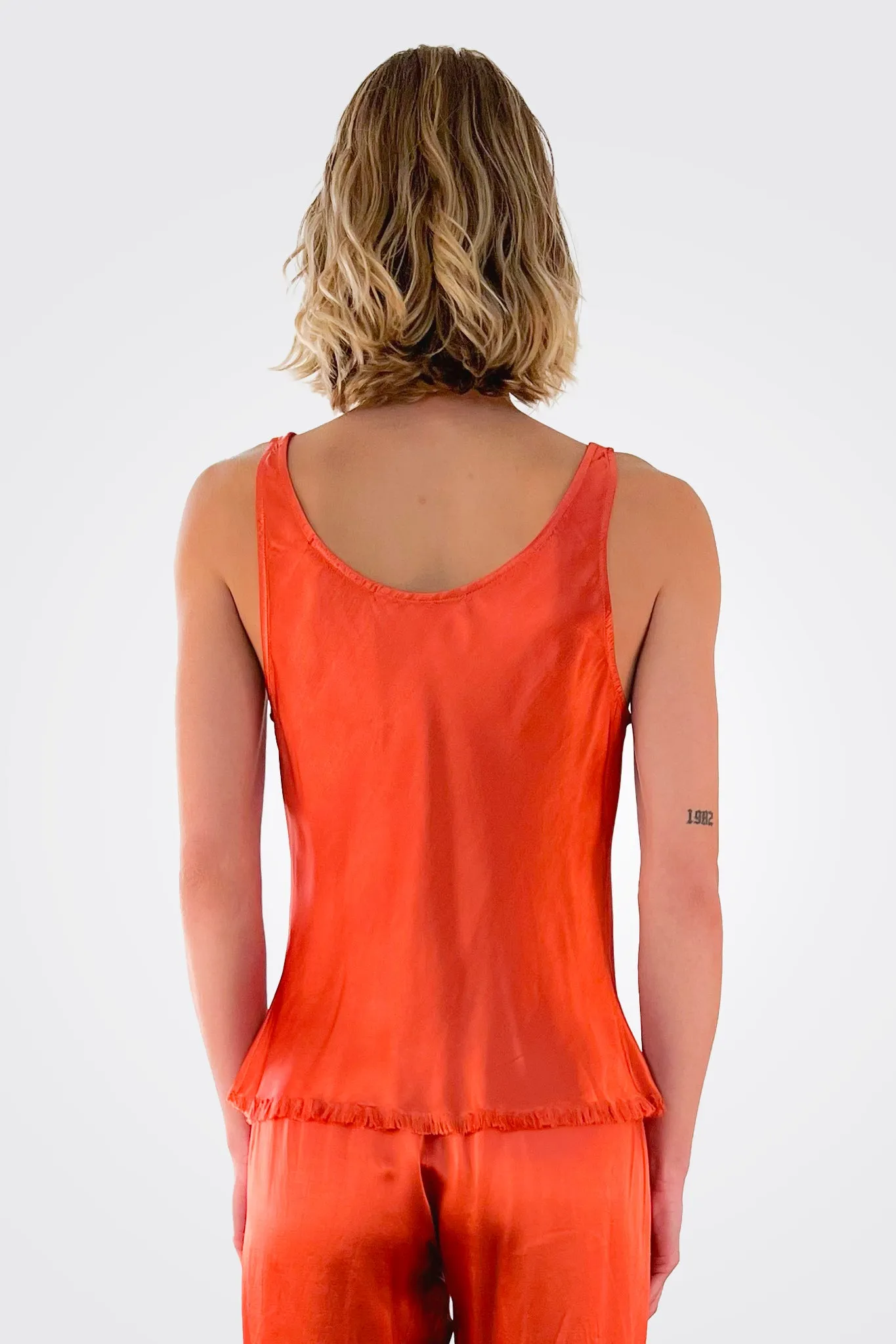 Jennie Vintage Satin Tank - Tomato