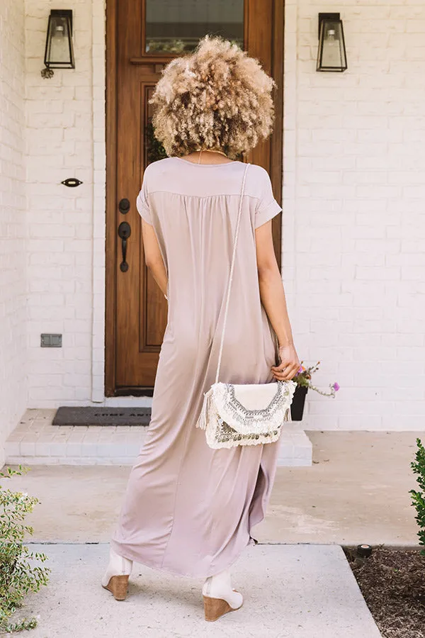 Just My Type T-Shirt Maxi In Taupe